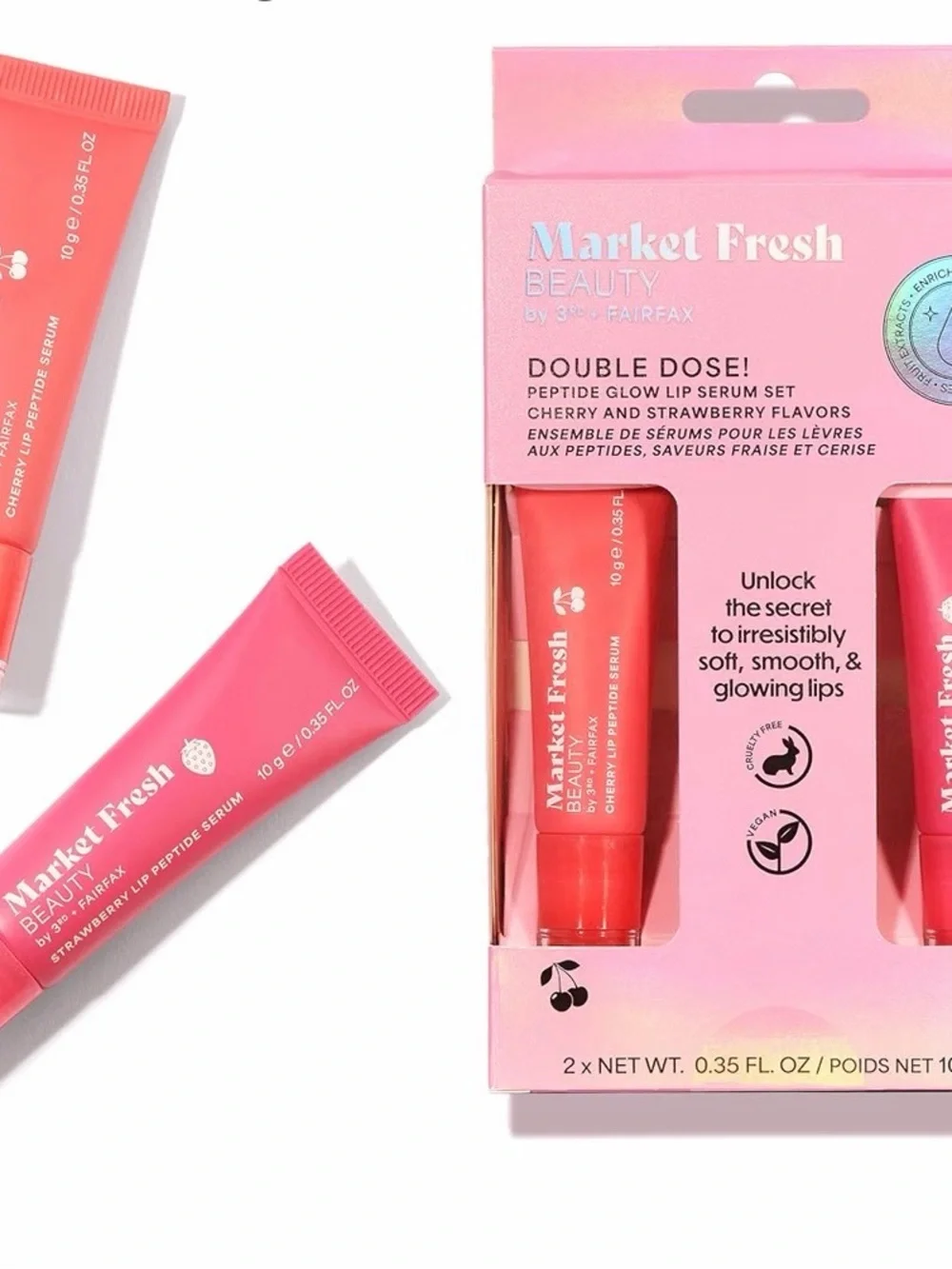 Peptide Glow Lip Serum Set by Market Fresh Beauty NIB